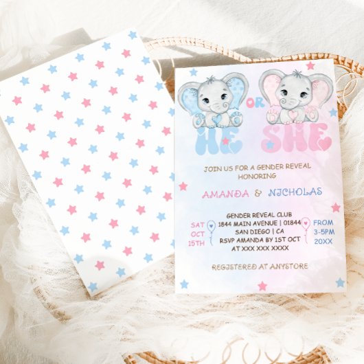 Er oder sie offenbart das Geschlecht der Elefanten Einladung