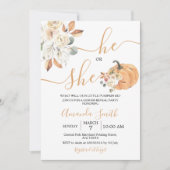 Er oder sie Orange Pumpkin Gender Reveal Einladung (Vorderseite)