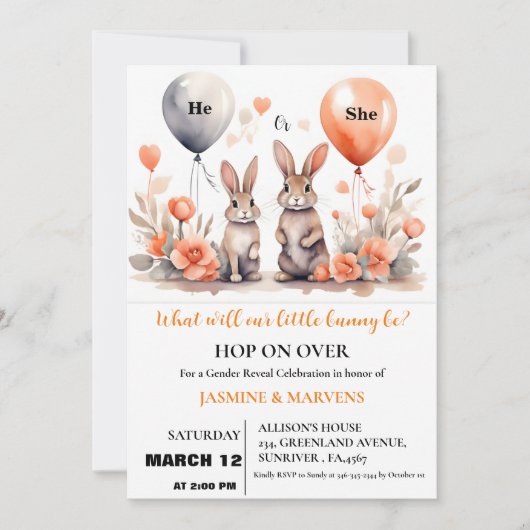 Er oder sie Ostersonnigen Balloons-Geschlecht enth Einladung (Vorderseite)