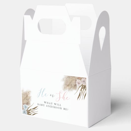Er oder sie Pampas Grass Gender Reveal Party Geschenkschachtel (Geöffnet)