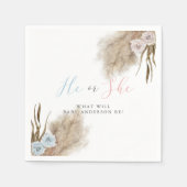 Er oder sie Pampas Grass Gender Reveal Party Serviette (Vorderseite)