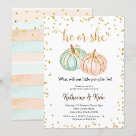 Er oder sie Pastel Pumpkin Gender Reveal Einladung