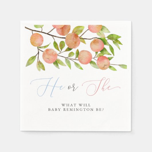 Er oder sie peach Gender Reveal Party Napkins Serviette (Vorderseite)
