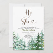 Er oder sie Pinienbäume Winter Gender Reveal Einladung (Vorderseite)