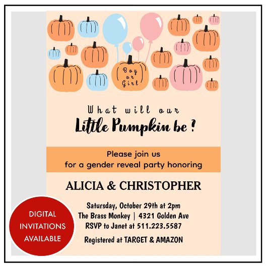 Er oder sie pumpen Halloween Gender-Offenbarung Einladung