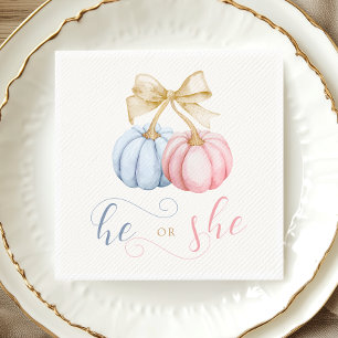Er oder sie Pumpkin Gender Reveal Napkins Serviette