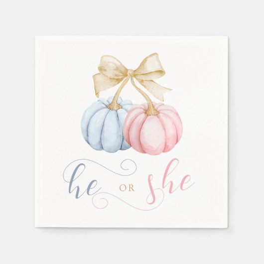 Er oder sie Pumpkin Gender Reveal Napkins Serviette (Vorderseite)