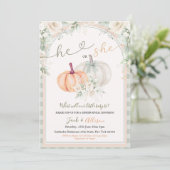 Er oder sie Pumpkin Sage Green Gingham Gender Reve Einladung (Stehend Vorderseite)