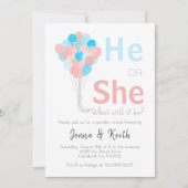 Er oder sie render offenbart Balloons up Theme Bab Einladung (Vorderseite)