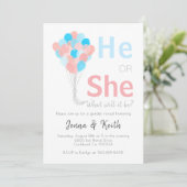 Er oder sie render offenbart Balloons up Theme Bab Einladung (Stehend Vorderseite)