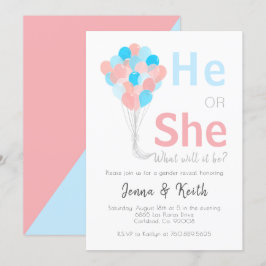 Er oder sie render offenbart Balloons up Theme Bab Einladung