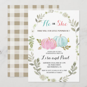Er oder sie rosa blaue Pumpkins Gender-Bericht Einladung