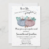 Er oder sie rosa Blue Pumpkin Gender Offenbarung H Einladung (Vorderseite)