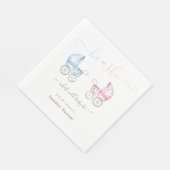 Er oder sie, rosa oder blaue Roller Gender Reveal Serviette (Ecke)