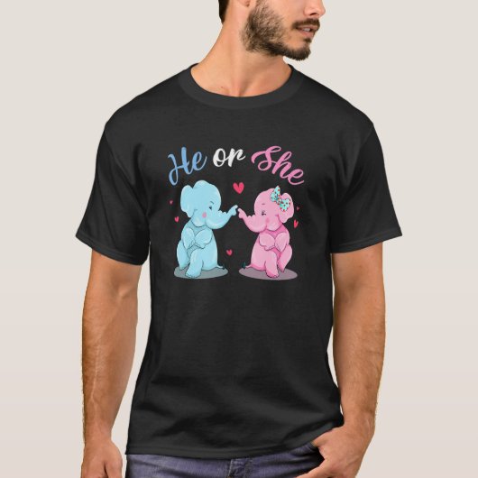 Er oder sie rosa oder blaues Geschlecht offenbart T-Shirt (Vorderseite)