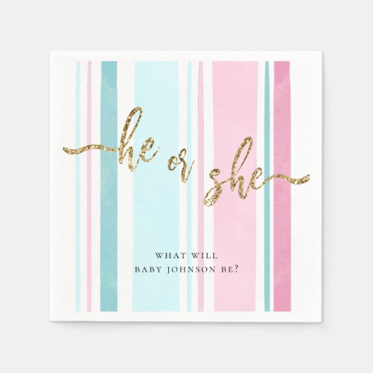 Er oder sie rosa und blaue Gender-Offenbarung Serviette (Vorderseite)