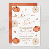 Er oder sie rustikale Kürbisgeschlechtsdarstellung Einladung (Vorne/Hinten)