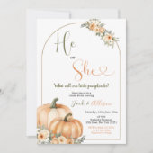 Er oder sie rustikale Orange Pumpkin Fall Gender-O Einladung (Vorderseite)