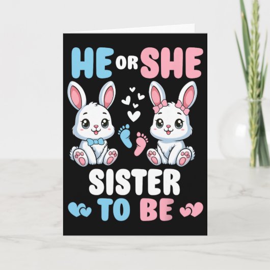 Er oder sie Schwester werden Osterhase Geschlechts Karte (Vorderseite)