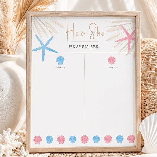 Er oder Sie Shell Wir Sehen Baby-Geschlecht-Reveal Poster