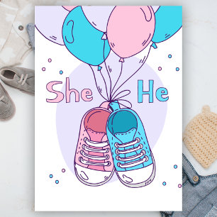 Er oder sie sneakers Pink Blue Balloon Gender Reve Einladung