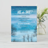 Er oder sie Snowflake Winter Wonderland Baby Dusch Einladung (Stehend Vorderseite)