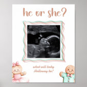 Er oder sie sonogramm Lebkuchen Gender Reveal Poster (Vorne)