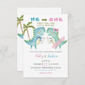 Er oder sie tanzt mit rosa blauen Geschlechtsverke Einladung (Vorne/Hinten)