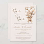 Er oder sie Teddy Bär mit Balloons Gender Reveal I Einladung (Vorne/Hinten)