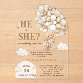 Er oder sie teddy bären Gender Reveal Acryleinladungen (Vorderseite)