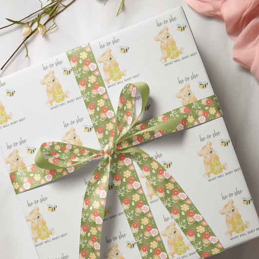 Er oder sie teddy bären Gender Reveal Party Geschenkpapier