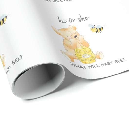 Er oder sie teddy bären Gender Reveal Party Geschenkpapier (Rolleneckpunkt)