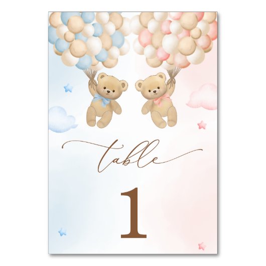 Er oder sie teddy bären Gender Reveal Tischnummer (Rückseite)