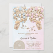 Er oder sie teddy Bären mit Balloons Gender-Offenb Einladung (Vorderseite)