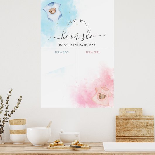 Er oder sie teddy Bear Clothes Geschlecht offenbar Poster (Küche)