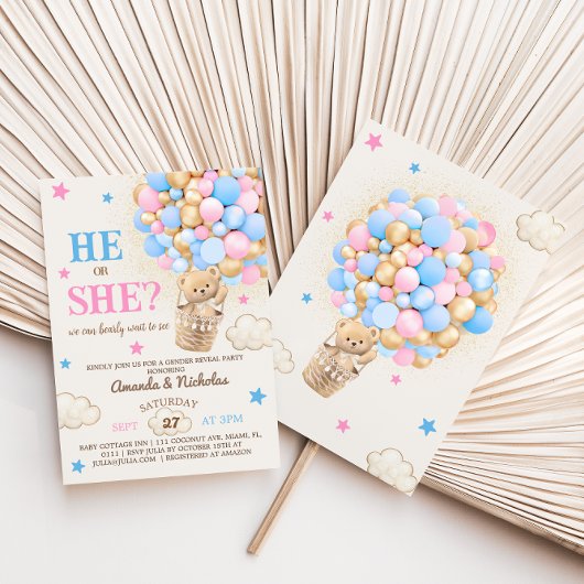 Er oder sie Teddy Bear Hot Air Ballon Gender Revea Einladung