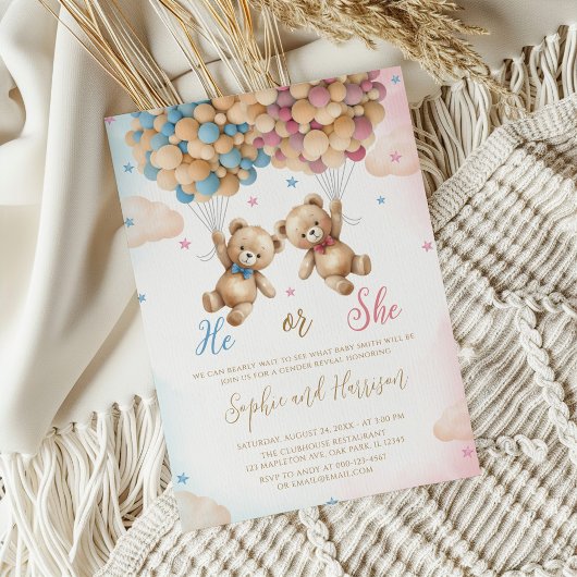 Er oder sie teddy bears Gender Reveal Einladung