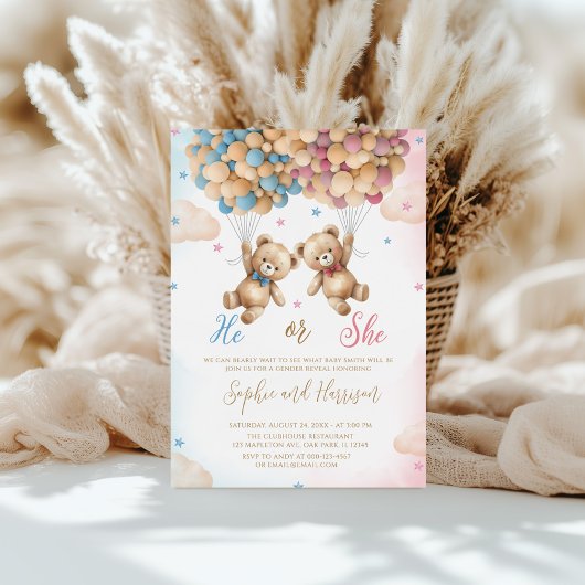 Er oder sie teddy bears Gender Reveal Einladung