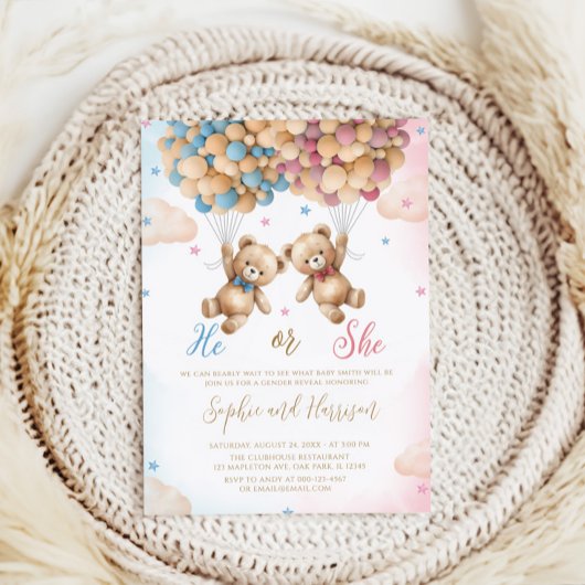 Er oder sie teddy bears Gender Reveal Einladung