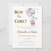 Er oder Sie Teddybär mit Ballons Geschlecht Enthül Einladung (Vorderseite)