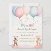 Er oder sie: Teddy's Gender Reveal Party Einladung (Vorderseite)