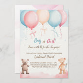 Er oder sie: Teddy's Gender Reveal Party Einladung (Vorne/Hinten)