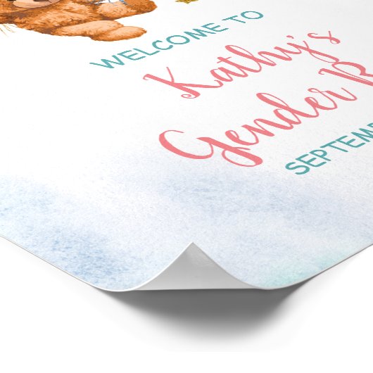 Er oder sie tragen das Gender-Reveal-Begrüßungszei Poster (Ecke)