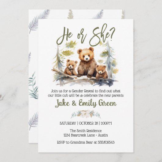 Er oder sie trägt Geschlecht offenbart Kleinigkeit Einladung (Vorne/Hinten)