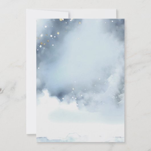 Er oder sie trosty Blue Winter Ornament Gender-Off Einladung (Rückseite)