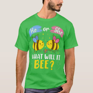 Er oder sie, was das Geschlecht sein wird, zeigen T-Shirt