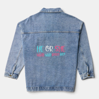 Er oder sie, was es sein wird, die Geschlechterper Jeansjacke