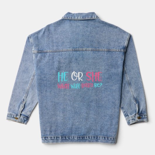 Er oder sie, was es sein wird, die Geschlechterper Jeansjacke (Rückseite)