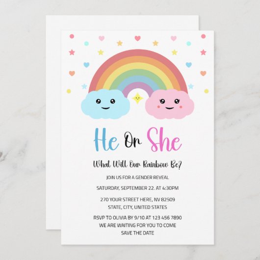 Er oder sie, was unser Regenbogen sein wird, ist d Einladung (Vorne/Hinten)