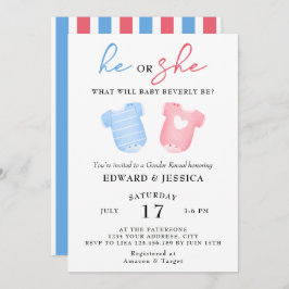 Er oder sie, was wird Baby Blue Pink Minimal Niedl Einladung